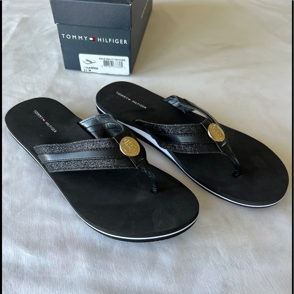 Tommy Hilfiger black sandals, new, never worn, size 11